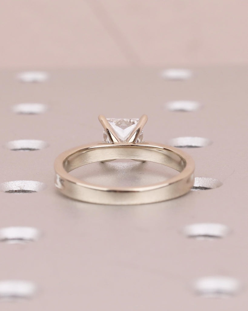 Princess Cut Moissanite Ring in 14k White Gold, Solitaire Engagement Ring image #4