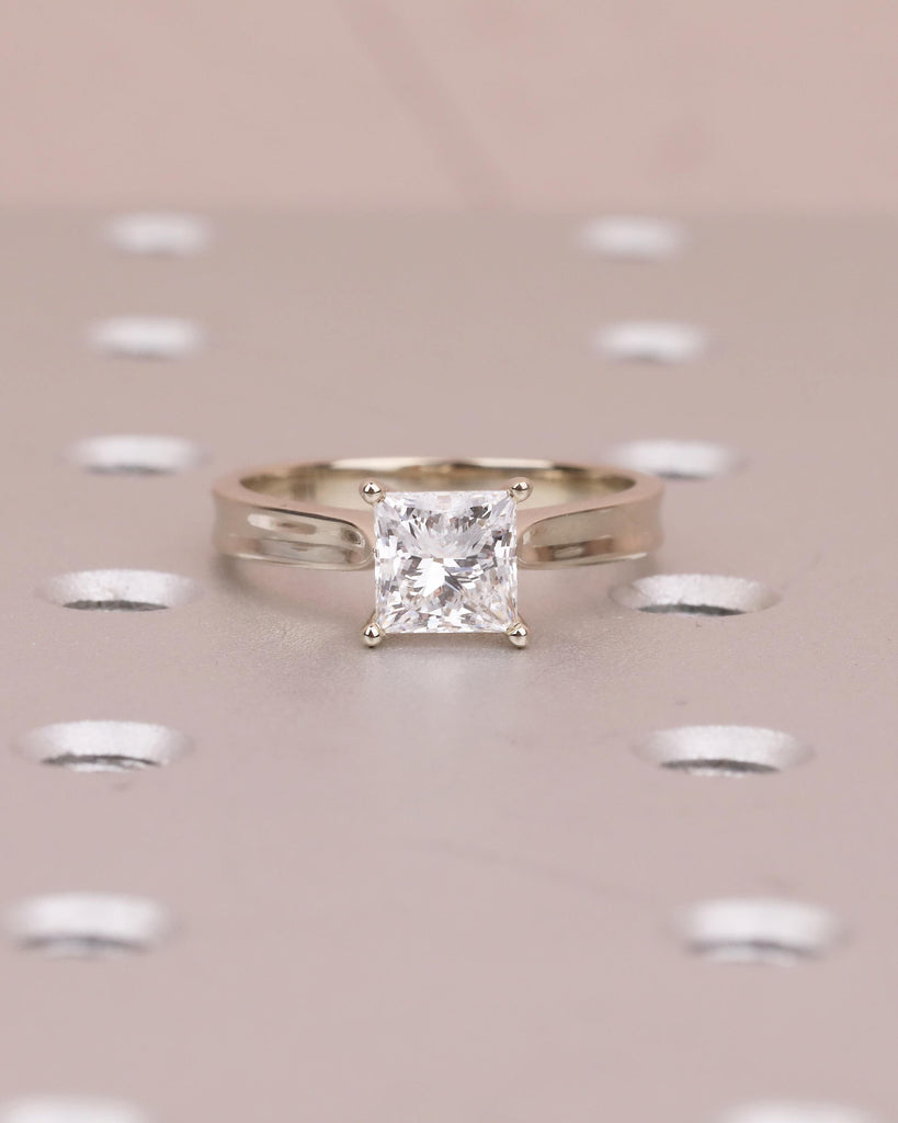 Princess Cut Moissanite Ring in 14k White Gold, Solitaire Engagement Ring image #6