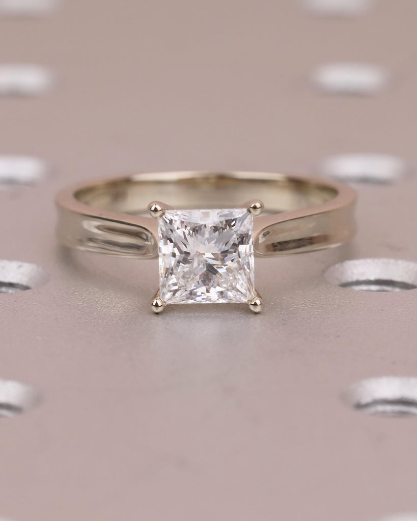 Princess Cut Moissanite Ring in 14k White Gold, Solitaire Engagement Ring image #16