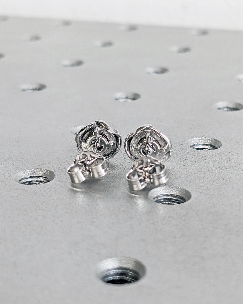 Certified IGI Lab-Grown Diamond Stud Earrings, 14K Gold Flower Leaf Earrings, 1ctw to 8ctw, Push Back, 4-Prong, Ethical Lab Diamond Jewelry image #4
