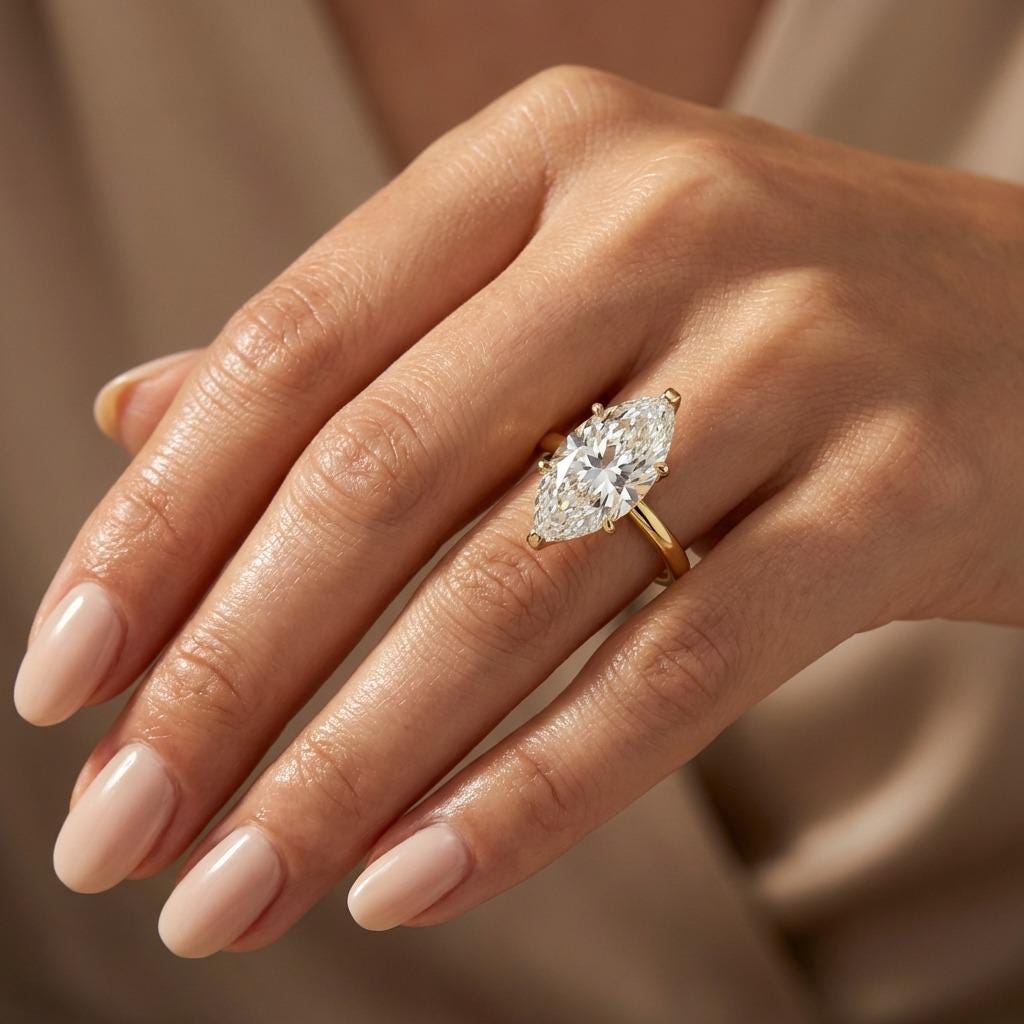 3 Carat Marquise Diamond Solitair Engagement Ring | Certified IGI Diamond 14k Gold Rings for Women | Lab Created Diamond Promise Ring image #5