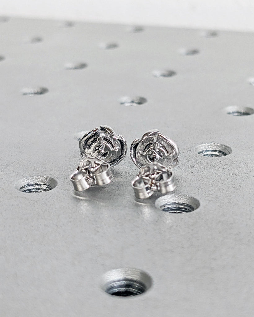 VVS1 Moissanite Flower Leaf Stud Earrings: 14K Solid Gold, 1ctw to 8ctw, Push Back, 4-Prong, Bridal Jewelry image #6