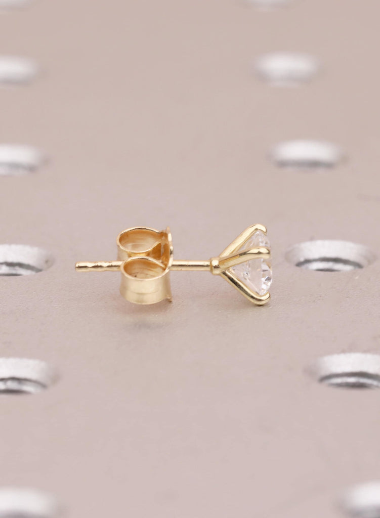 Ethical Lab Grown Diamond Solitaire Studs 14K Gold 4 Prong Earrings Brilliant Round Cut Certified Diamond Alternative Sustainable Jewelry image #6