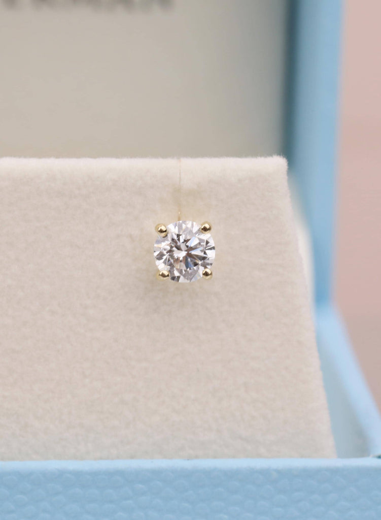 Handcrafted Round Moissanite Earrings 14K Yellow Gold Solitaire Studs D Color VVS1 Clarity Sparkly Stud Earrings Wedding Jewelry For Her image #15