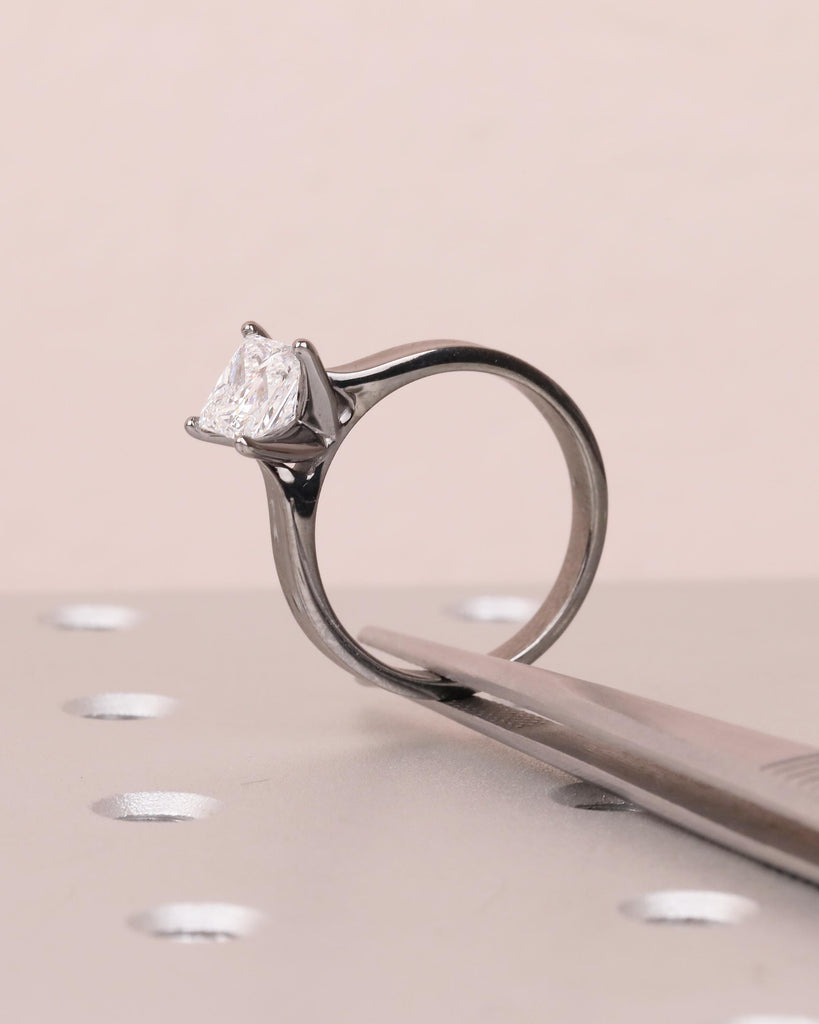 14k Black Gold Princess Cut Lab Grown Diamond Engagement Ring, Solitaire Rings image #14
