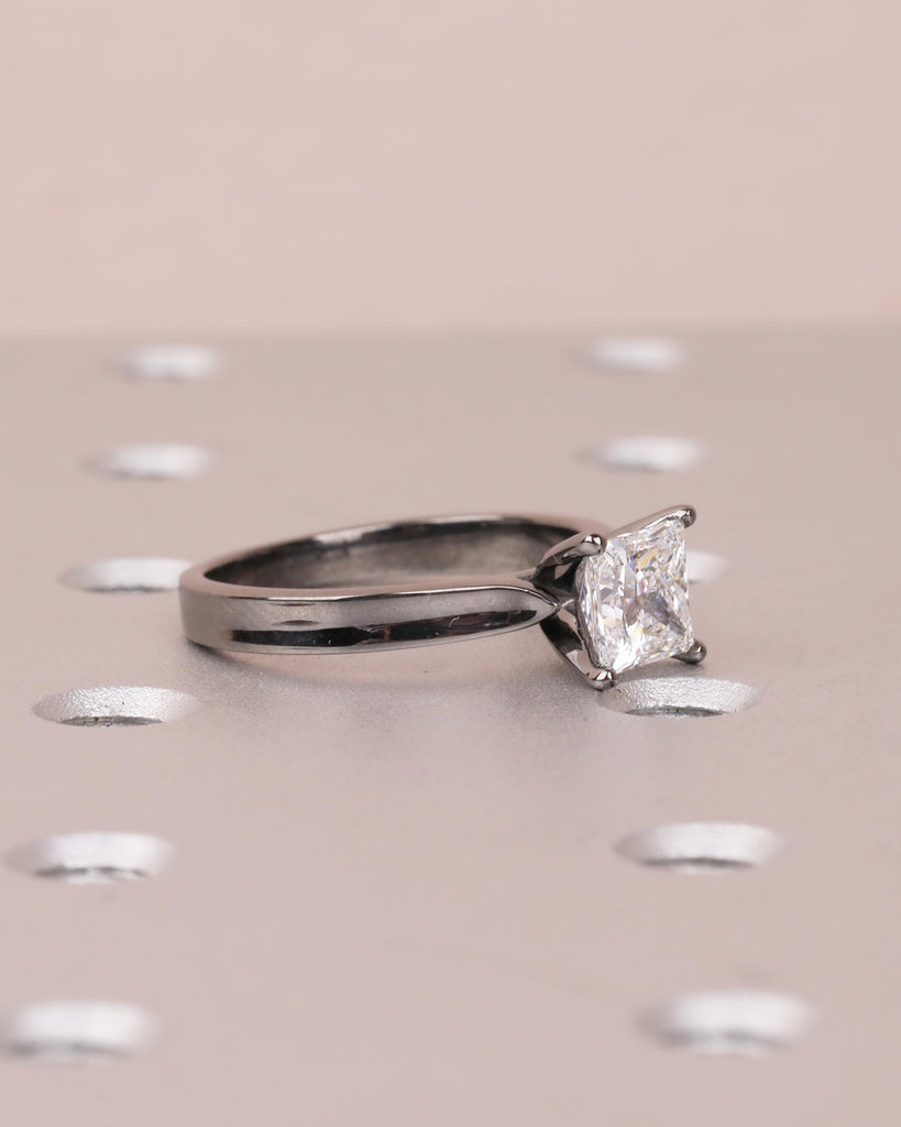 14k Black Gold Princess Cut Lab Grown Diamond Engagement Ring, Solitaire Rings image #4