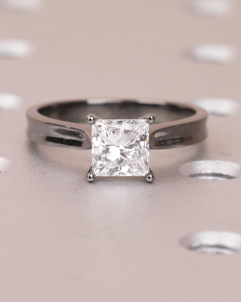 14k Black Gold Princess Cut Lab Grown Diamond Engagement Ring, Solitaire Rings image #15