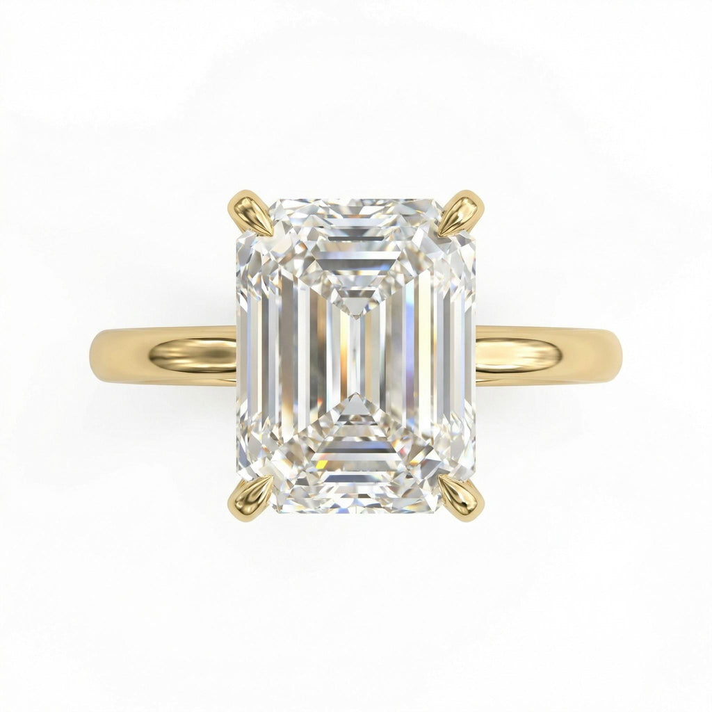 4 Carat Emerald Cut Lab Grown Diamond Engagement Ring, 4ct Emerald Cut Ring, IGI Certified Lab Diamond Solitaire Ring, 14k Gold Promise Ring