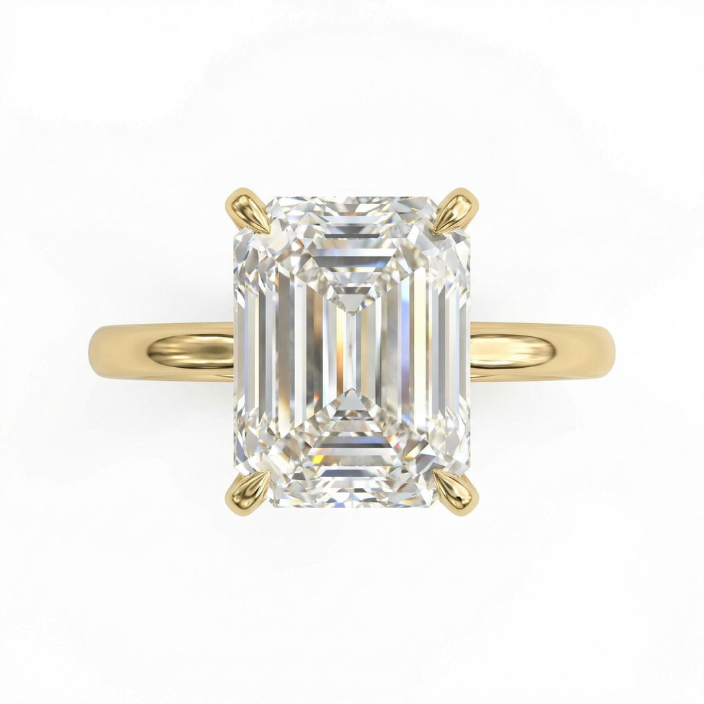 4 Carat Emerald Cut Moissanite Engagement Ring | 4 CT Emerald Cut Ring | Solid Gold 14k Moissanite Solitaire Ring | Anniversary Wedding Ring image #3