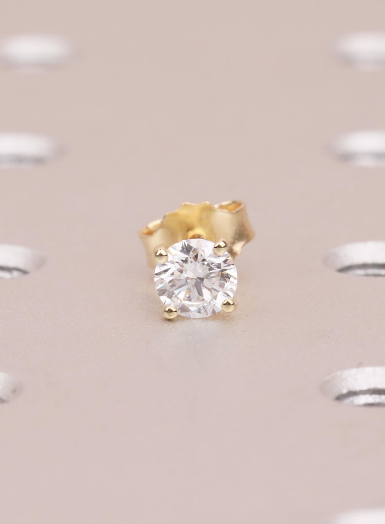 Handcrafted Round Moissanite Earrings 14K Yellow Gold Solitaire Studs D Color VVS1 Clarity Sparkly Stud Earrings Wedding Jewelry For Her