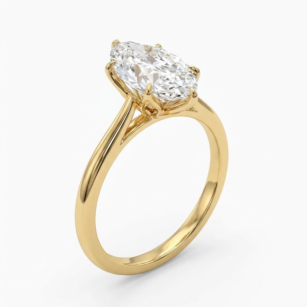 Marquise Engagement Ring, IGI Certified D/F Color VS1 Tulip Set Lab Diamond Solitaire, 14K/18K Gold Diamond Anniversary Promise Ring For Her image #2