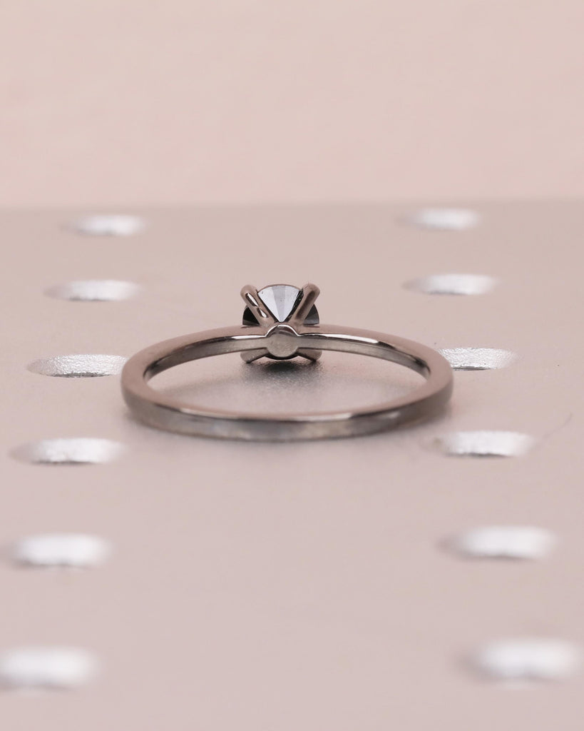 14k Black Gold Solitaire Engagement Ring, Black Diamond Ring for Women image #6