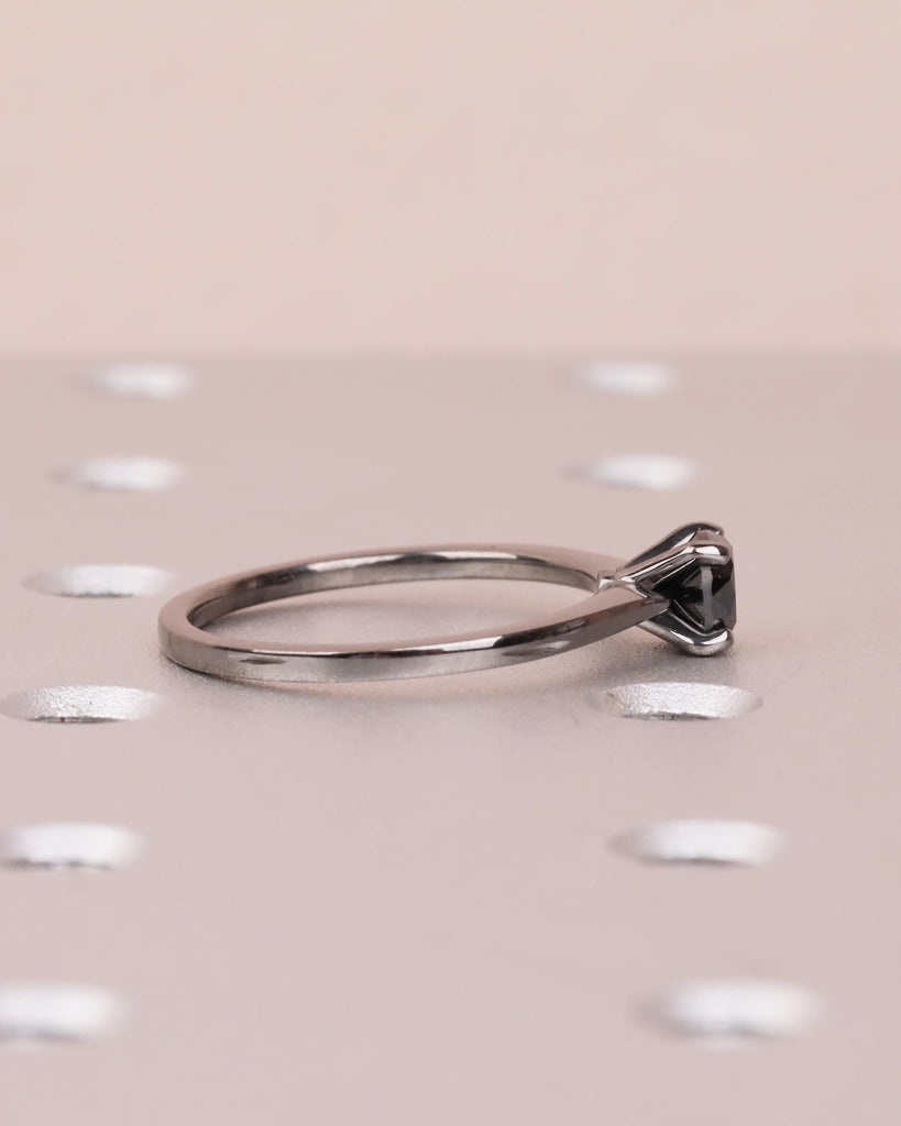 14k Black Gold Solitaire Engagement Ring, Black Diamond Ring for Women image #13