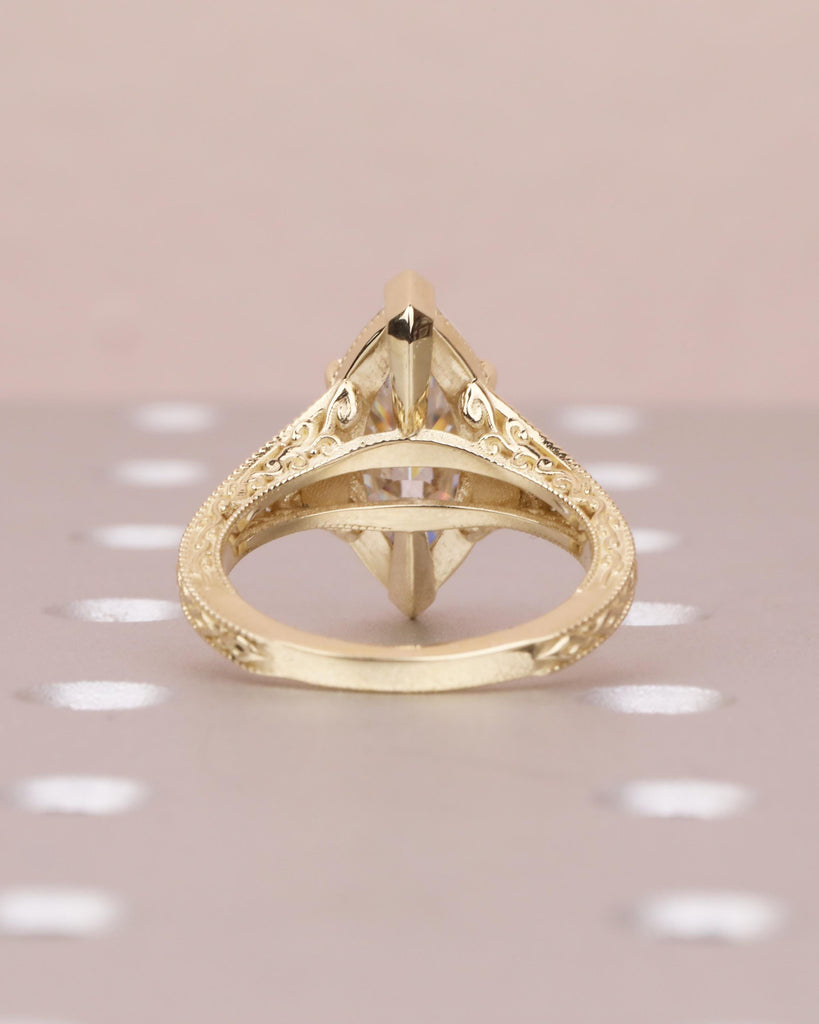 4CT Vintage Marquise Cut Lab Grown Diamond Engagement Ring, VVS2 IGI Certified Lab Created Diamond Ring, 14k Solid Gold Diamond Promise Ring image #8