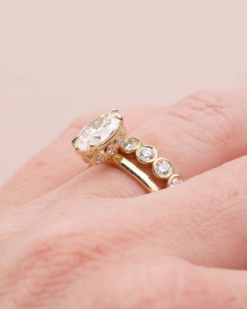Hidden Halo Oval Moissanite Engagement Ring
