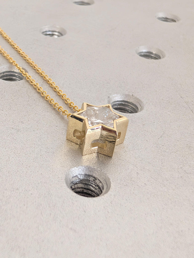 Unique Jewish Jewelry Star Necklace | 14k/18k Gold Moissanite Star of David Necklace | Gold Religious Pendant | Magen David Necklace image #3