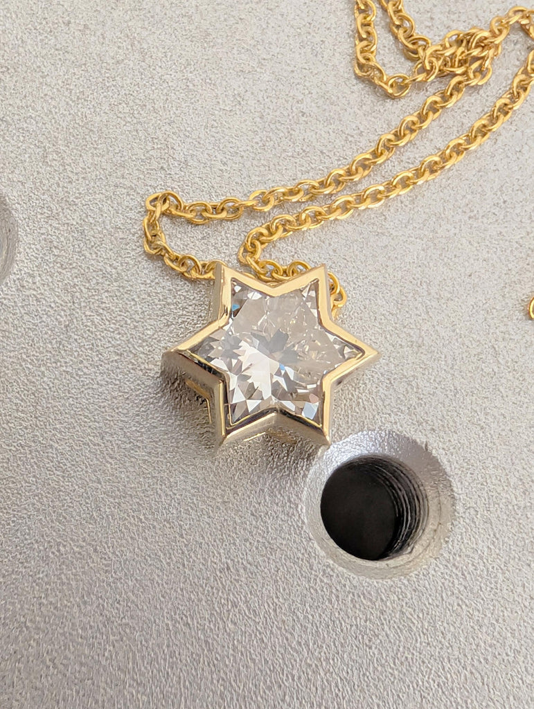 Unique Jewish Jewelry Star Necklace | 14k/18k Gold Moissanite Star of David Necklace | Gold Religious Pendant | Magen David Necklace image #2