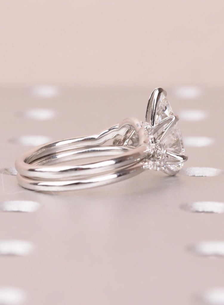 Vintage Pear Moissanite Engagement Ring Set, Cluster Moissanite Bridal Set for Women with Matching Band, Wedding Anniversary Ring For Her image #4