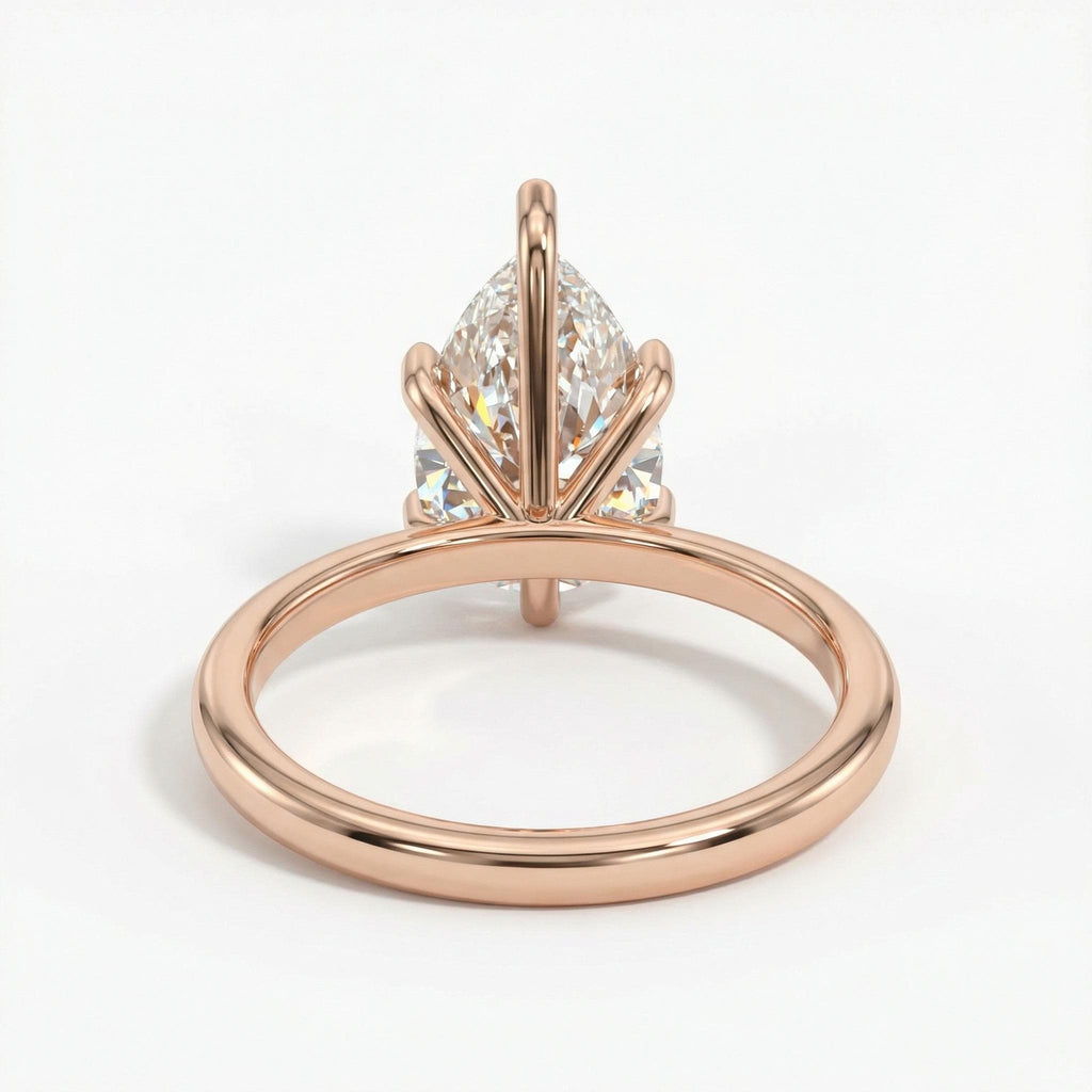 3ct Solitaire Rose Gold Wedding Anniversary Ring | Pear cut VVS Moissanite Engagement Ring | Dainty Promise Rings for Her image #3