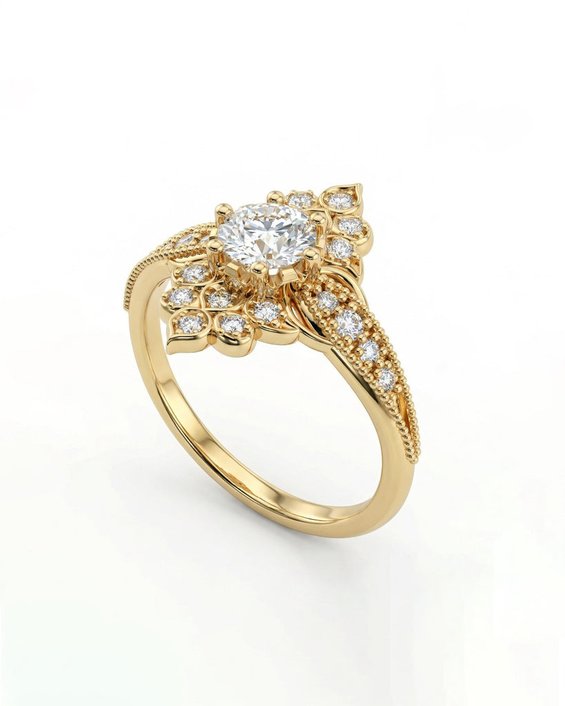 14k Yellow Gold Victorian Style Ring