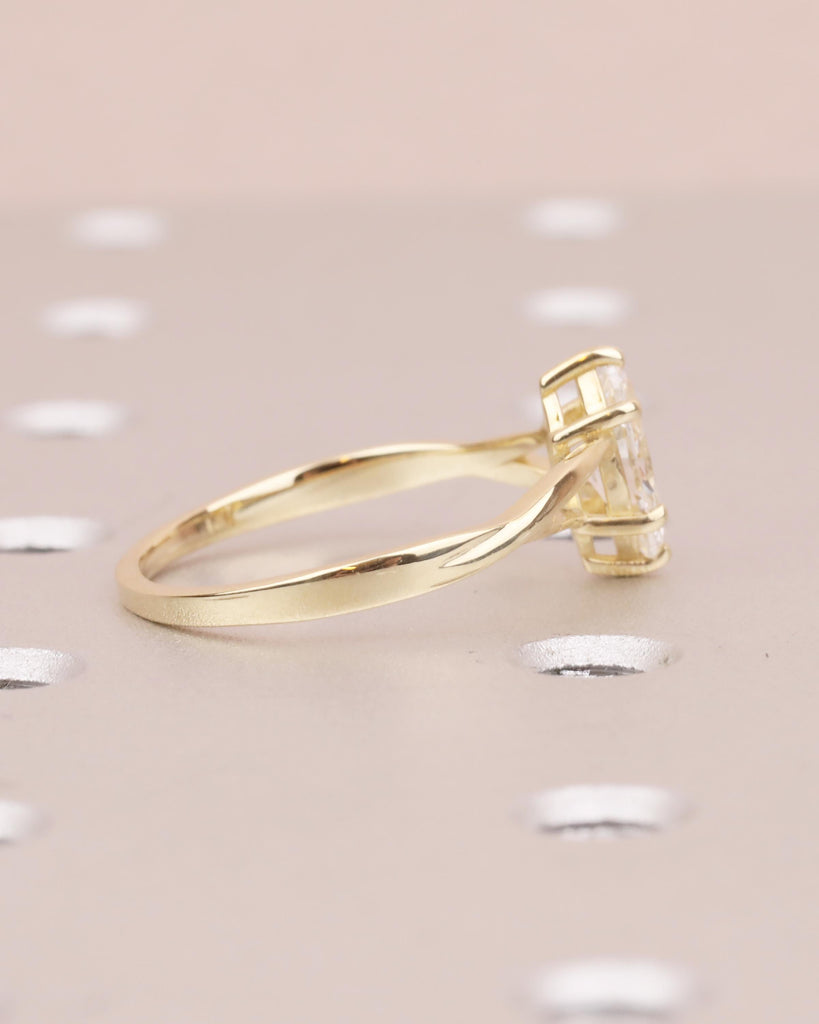Marquise Cut Lab Grown Diamond Engagement Ring, 14k Gold Twisted Split Shank Ring image #4