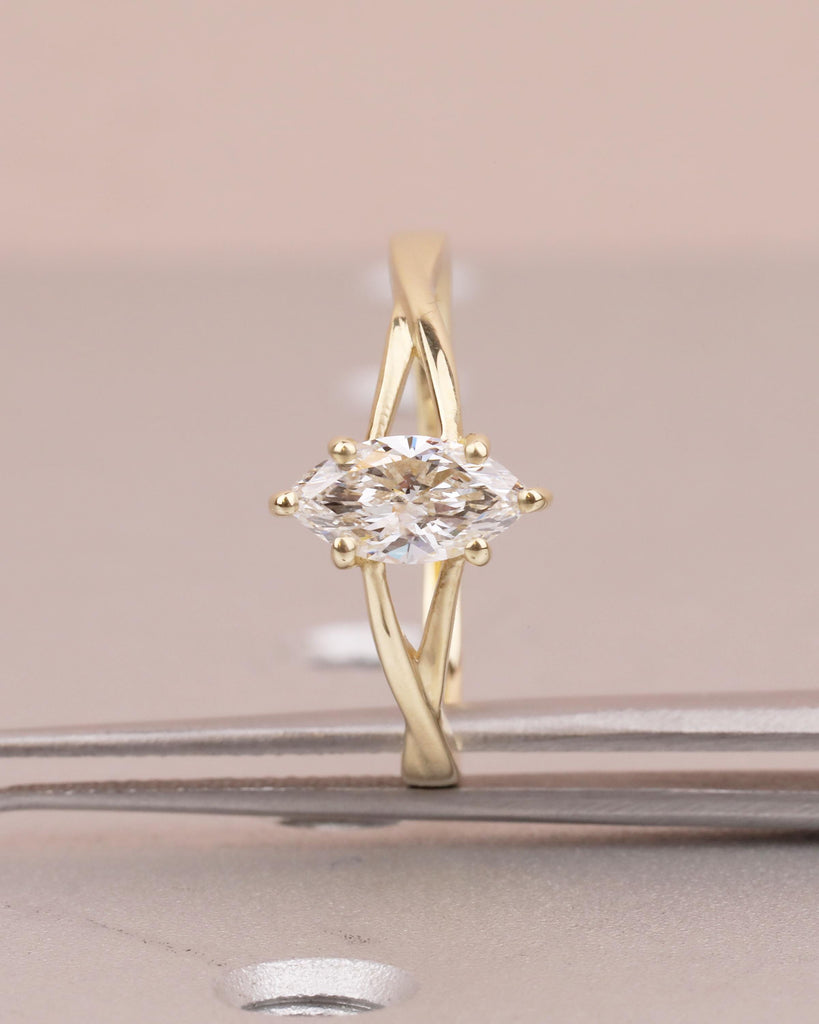 Marquise Cut Lab Grown Diamond Engagement Ring