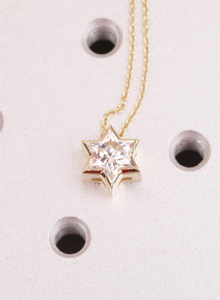 Unique Moissanite Star of David Necklace | 14k/18k Gold Magen David Pendant | Religious Jewish Star Necklace | Gold Jewelry image #8