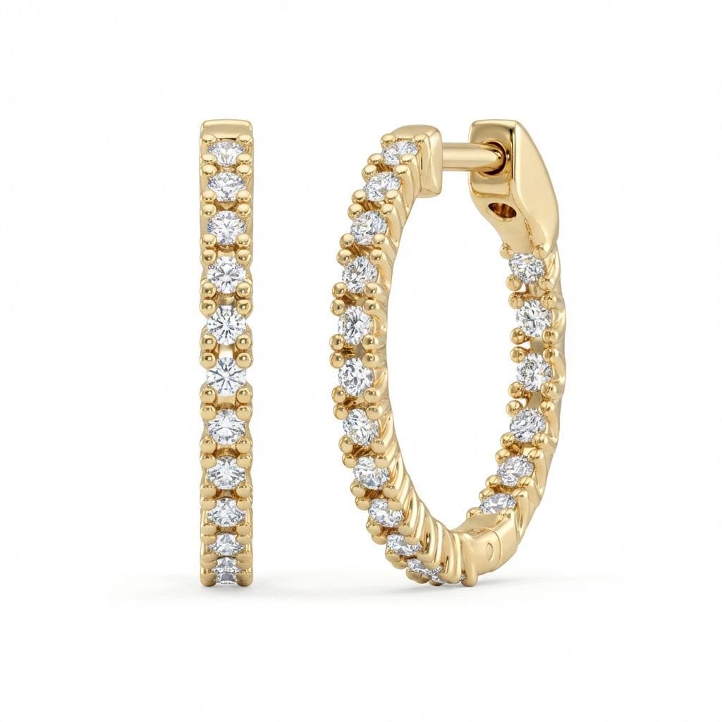 Huggie Hoop Earrings in 14k Yellow Gold • Moissanite, Lab Grown or Natural Diamond Cartilage Hoops • Latch Back Hoops • Perfect Gift for Her image #2