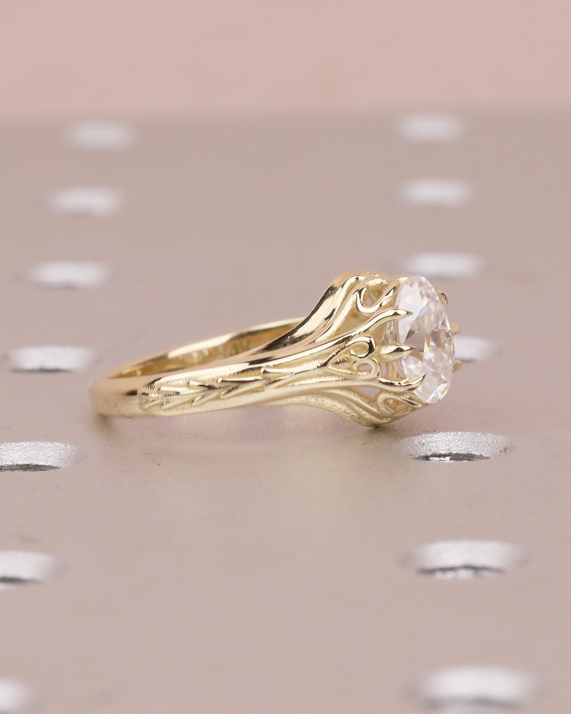 1 Carat Oval Engagement Ring, 14k Solid Gold Lab Diamond Ring, Filigree Solitaire Rings image #10