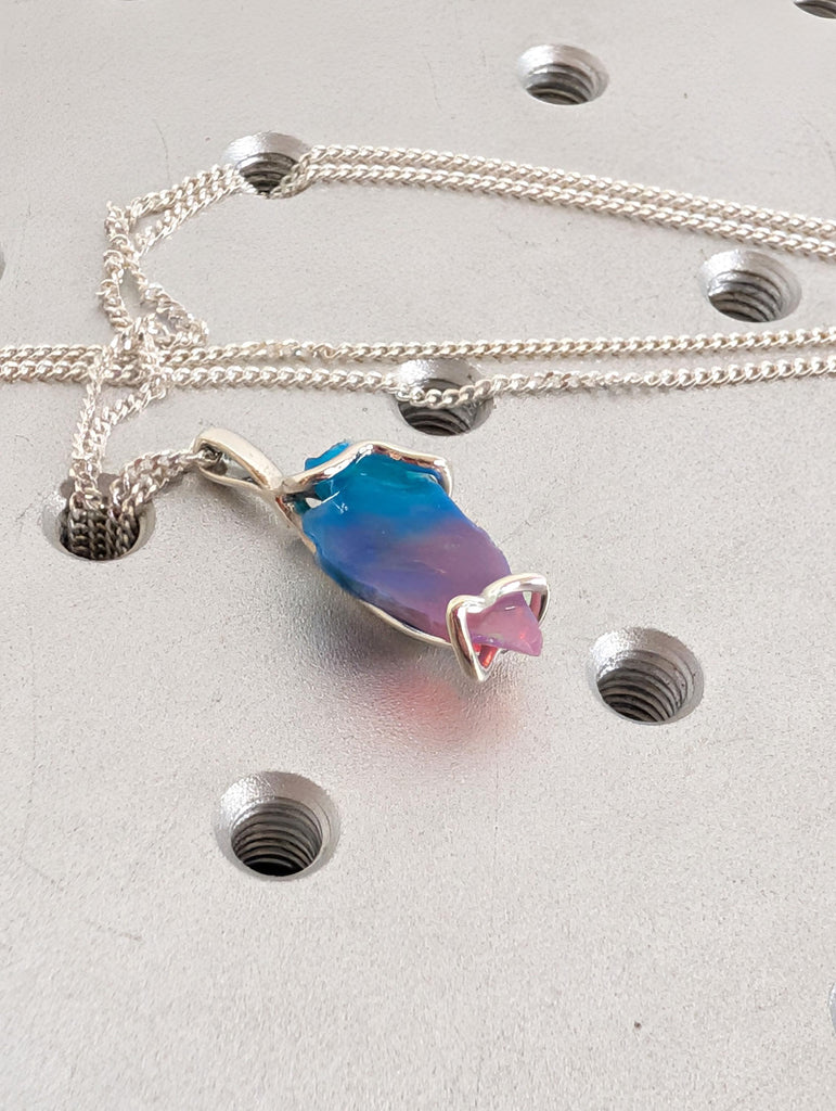 Genuine Opal Pendant Necklace for Him | Natural Bi-Color Opal Gemstone | Opal Jewelry Gift October Birthstone | Rainbow Opal Mens Jewelry image #6