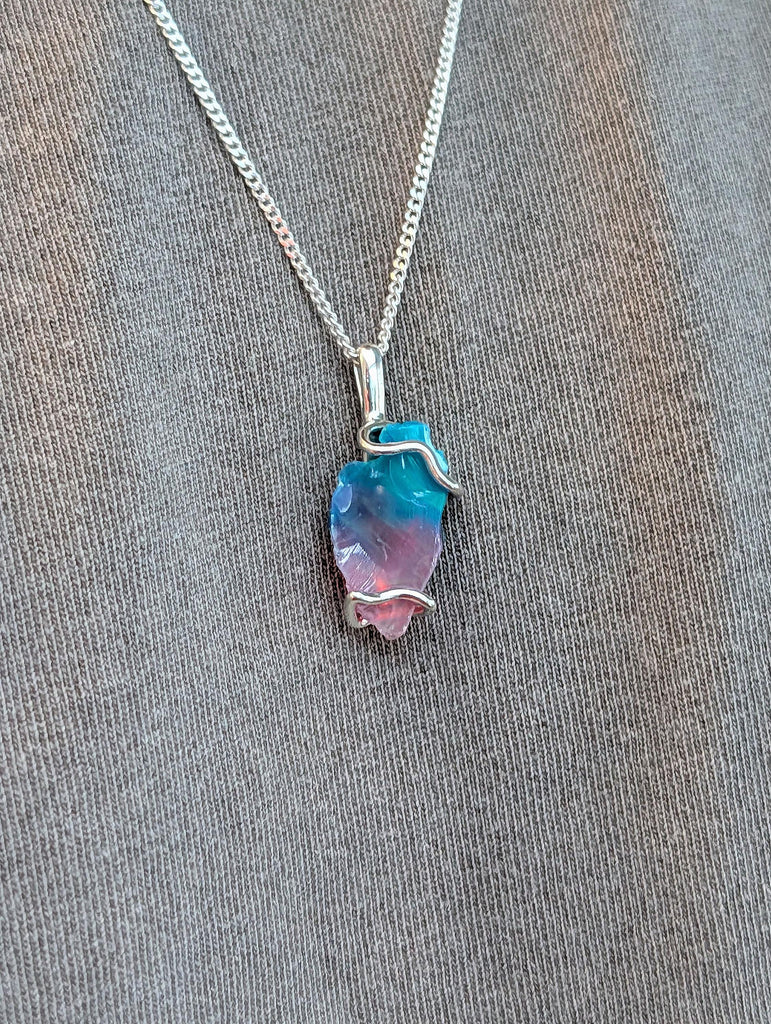 Genuine Opal Pendant Necklace for Him | Natural Bi-Color Opal Gemstone | Opal Jewelry Gift October Birthstone | Rainbow Opal Mens Jewelry image #2