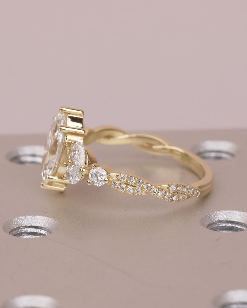 1 Carat Marquise Lab Grown Diamond Ring, Vintage Engagement Ring for Women, 14k Yellow Gold Wedding Anniversary Rings, Personalized Rings image #3