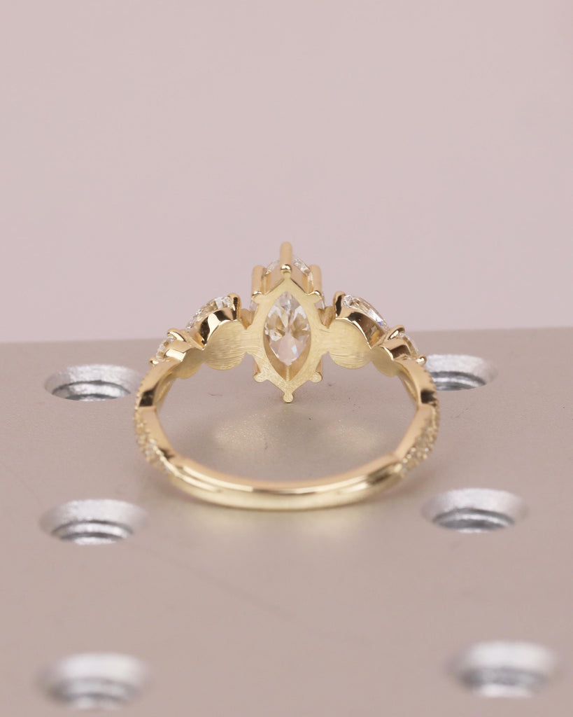 1 Carat Marquise Lab Grown Diamond Ring, Vintage Engagement Ring for Women, 14k Yellow Gold Wedding Anniversary Rings, Personalized Rings image #6