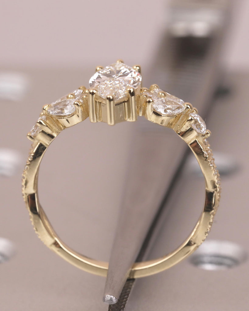 1 Carat Marquise Lab Grown Diamond Ring, Vintage Engagement Ring for Women, 14k Yellow Gold Wedding Anniversary Rings, Personalized Rings image #7