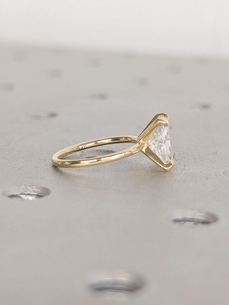 R-Shaped CVD Diamond Engagement Ring | Alphabet Letter R Diamond Ring | 14k 18k Solid Gold Initial Ring | Initial Pinky Ring image #4
