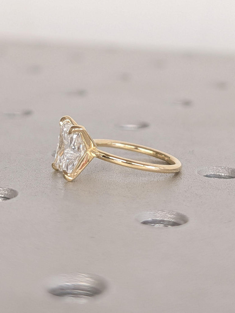 R-Shaped CVD Diamond Engagement Ring | Alphabet Letter R Diamond Ring | 14k 18k Solid Gold Initial Ring | Initial Pinky Ring image #6