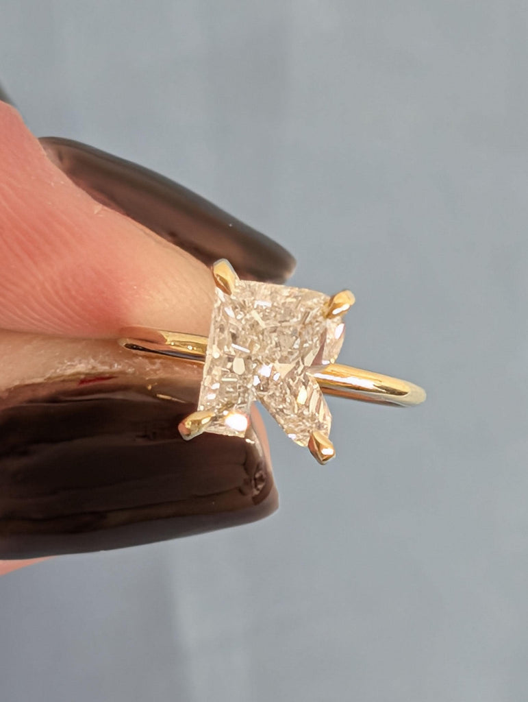 R-Shaped CVD Diamond Engagement Ring | Alphabet Letter R Diamond Ring | 14k 18k Solid Gold Initial Ring | Initial Pinky Ring image #13