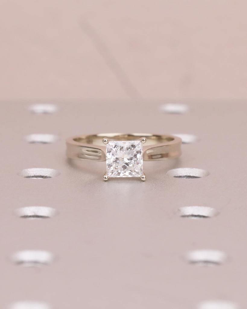Princess Cut Engagement Ring, IGI Certified Lab Grown Diamond Ring, Unique 14k White Gold Solitaire Rings for Women, Bridal Jewelry image #15