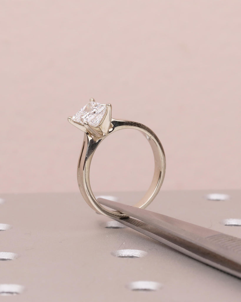 Princess Cut Moissanite Ring in 14k White Gold, Solitaire Engagement Ring image #18