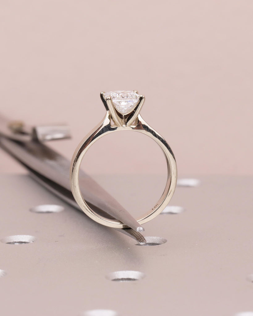 Princess Cut Moissanite Ring in 14k White Gold, Solitaire Engagement Ring image #10