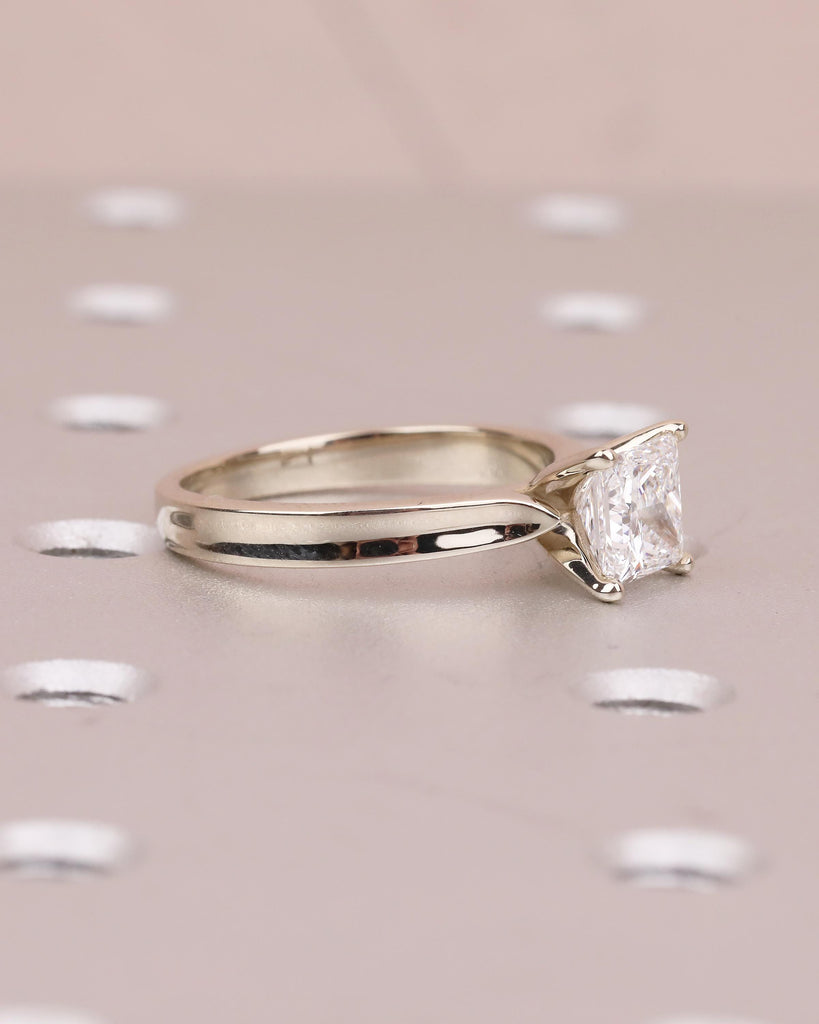 Princess Cut Moissanite Ring in 14k White Gold, Solitaire Engagement Ring image #3