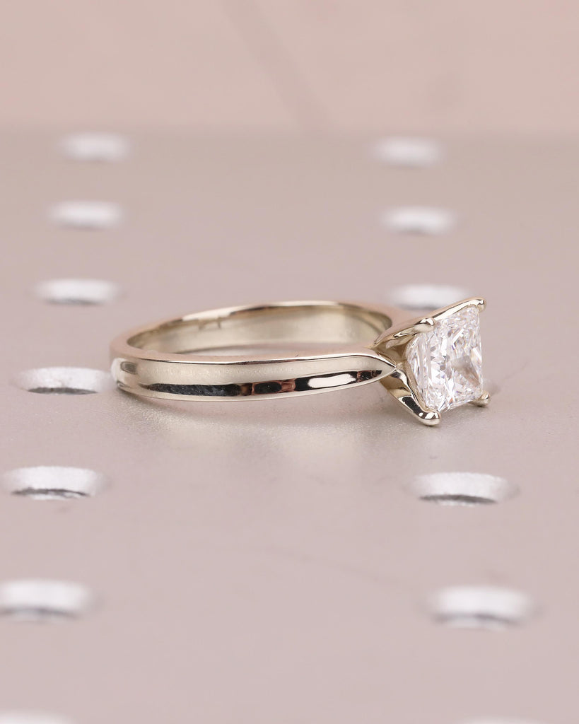 Princess Cut Engagement Ring, IGI Certified Lab Grown Diamond Ring, Unique 14k White Gold Solitaire Rings for Women, Bridal Jewelry image #9