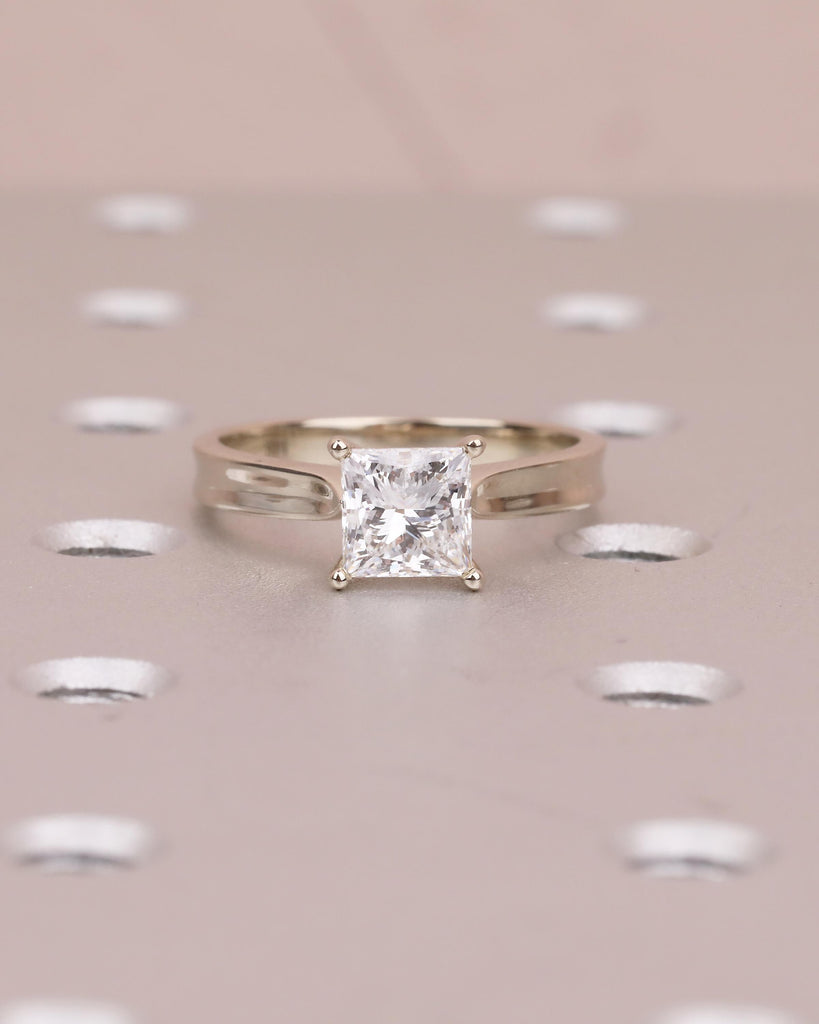Princess Cut Engagement Ring, IGI Certified Lab Grown Diamond Ring, Unique 14k White Gold Solitaire Rings for Women, Bridal Jewelry image #19