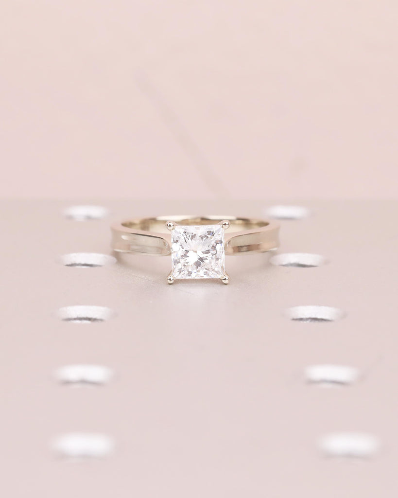Princess Cut Moissanite Ring in 14k White Gold, Solitaire Engagement Ring image #20