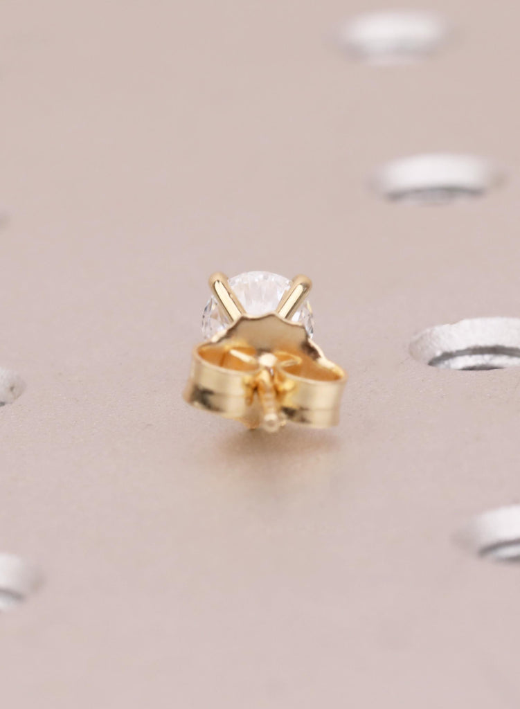 Unique Lab Grown Diamond Solitaire Studs, 14K Gold 4-Prong Round Cut image #7