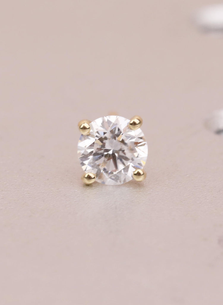 Lab Grown Diamond Stud Earrings, 14K Solid Yellow Gold Solitaire Studs, Minimalist Wedding Jewelry, Conflict Free Jewelry 0.5ct to 2.75ct image #8