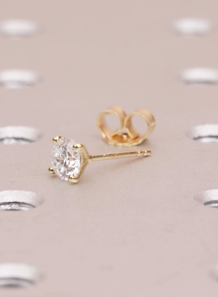 Ethical Lab Grown Diamond Solitaire Studs 14K Gold 4 Prong Earrings Brilliant Round Cut Certified Diamond Alternative Sustainable Jewelry image #12