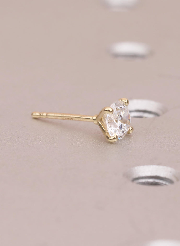 Brilliant Round Cut VVS1 D Color Moissanite Stud Earrings, 14K Solid Yellow Gold Solitaire Studs, Classic 4 Prong Setting Minimalist Earring image #8