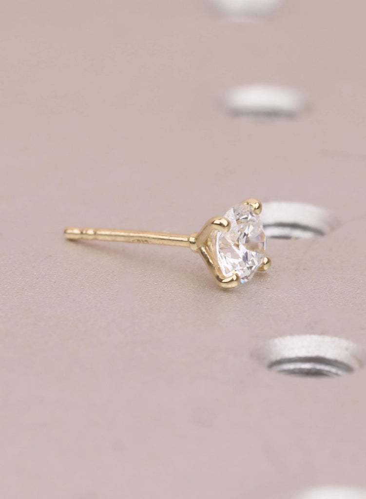Handcrafted Round Moissanite Earrings 14K Yellow Gold Solitaire Studs D Color VVS1 Clarity Sparkly Stud Earrings Wedding Jewelry For Her image #8