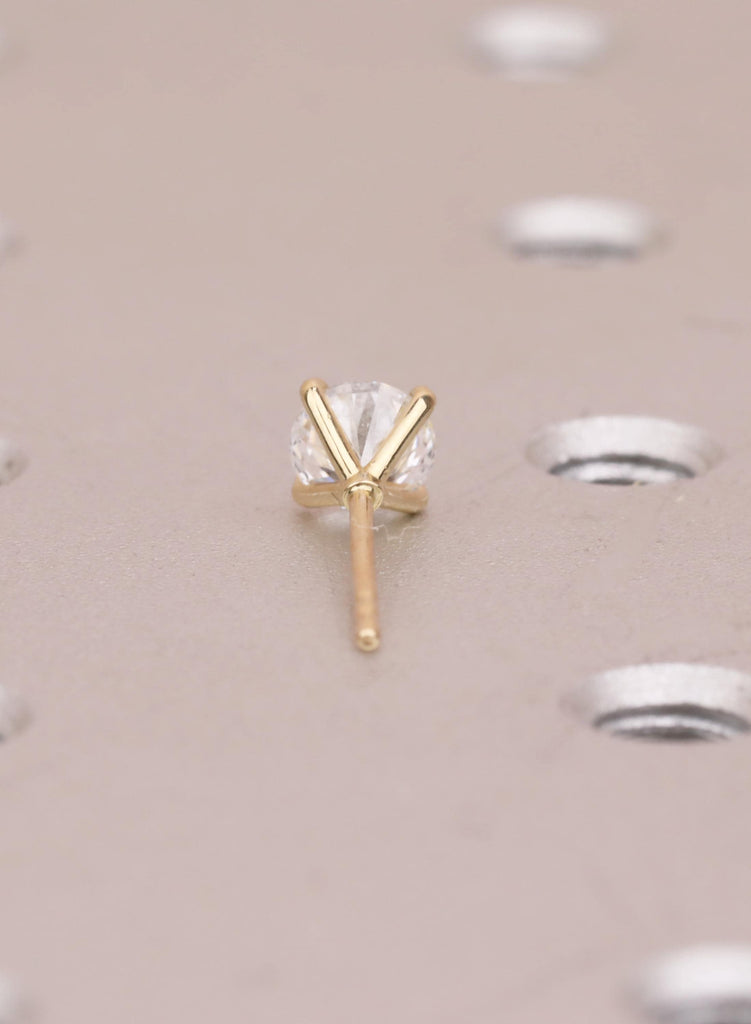 Lab Grown Diamond Stud Earrings, 14K Solid Yellow Gold Solitaire Studs, Minimalist Wedding Jewelry, Conflict Free Jewelry 0.5ct to 2.75ct image #11